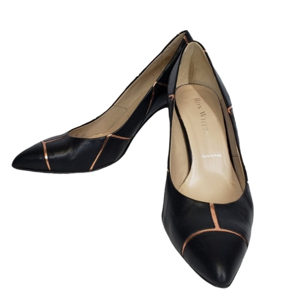 Ron White Black Pumps Copper Lines Size 36.5 Classic Contemporary